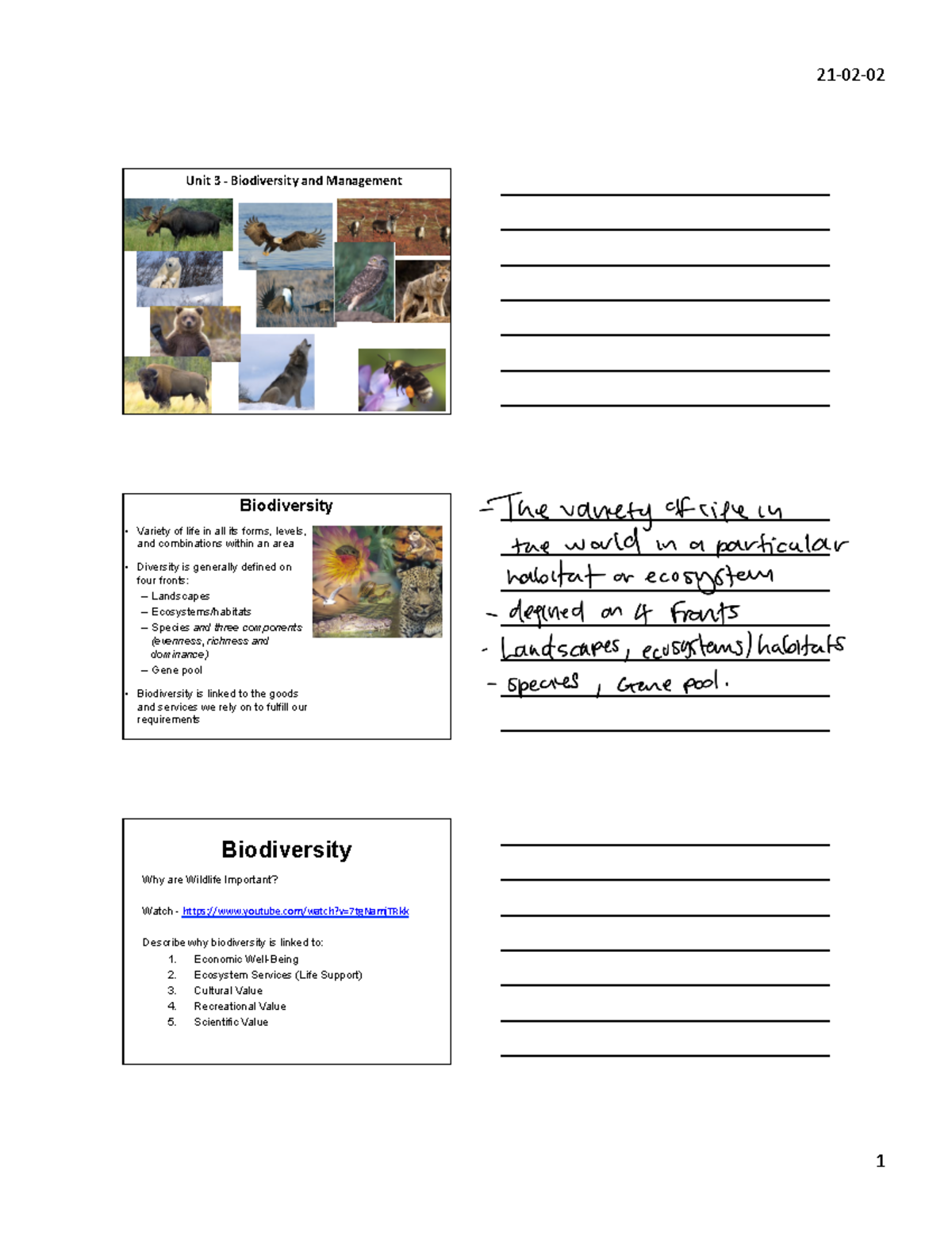 Unit 3 Biodiversity Fall 2021 - Unit 3 - Biodiversity And Management ...