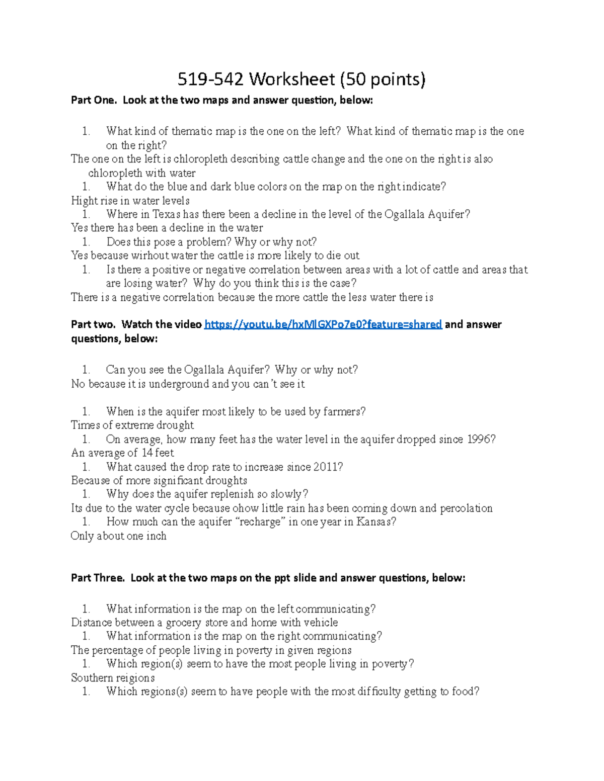 519 - class nots for page 519 - 519-542 Worksheet (50 points) Part One ...