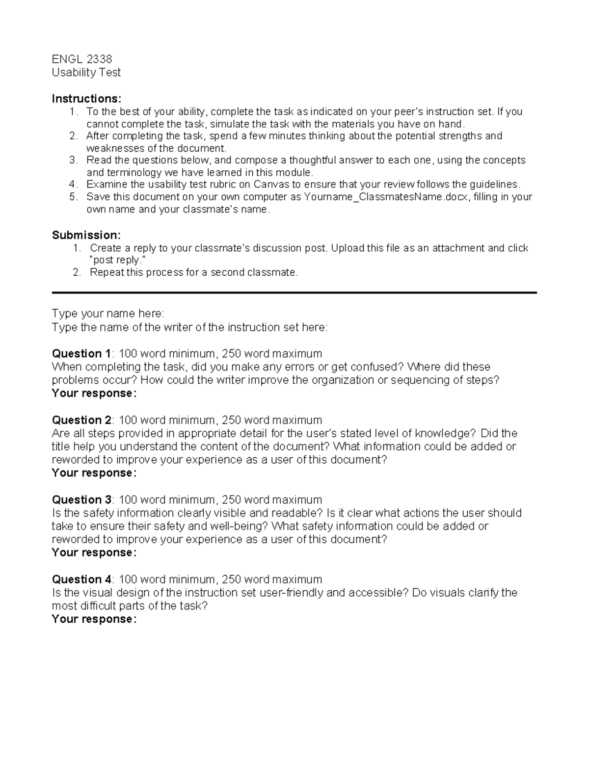 Instructions for Usability Test-1 - ENGL 2338 Usability Test ...