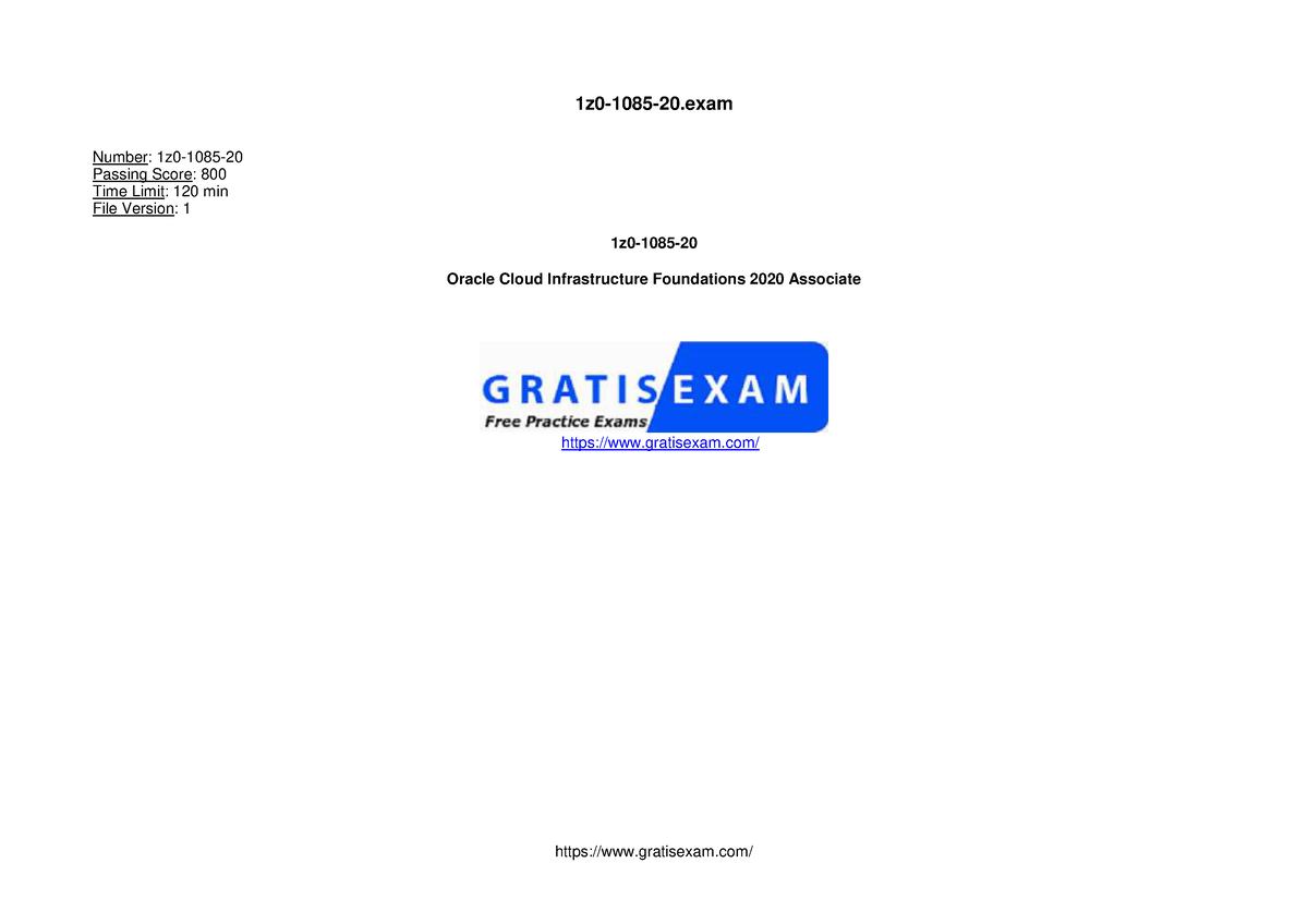 Gratisexam.com Oracle.actualtests.1z0 1085 20.v2021 04 27.by - gratisexam/  1z0-1085-20 Number: - Sns-Brigh10