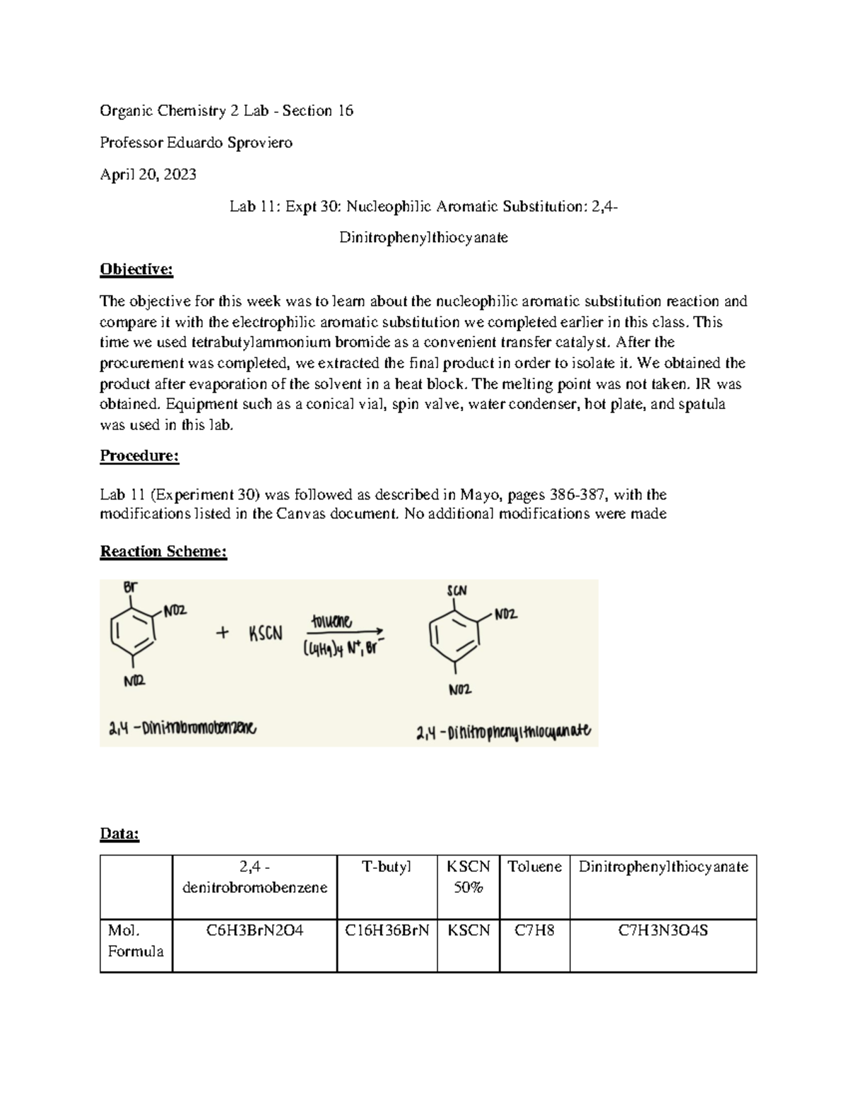 organic chemistry 2 lab experiments