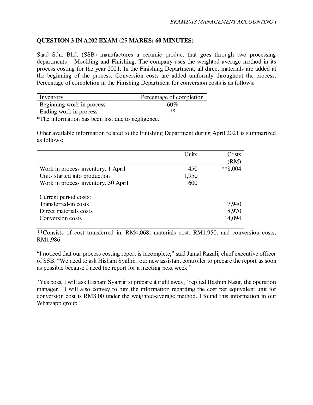 in a process costing system, the number of wip inventories