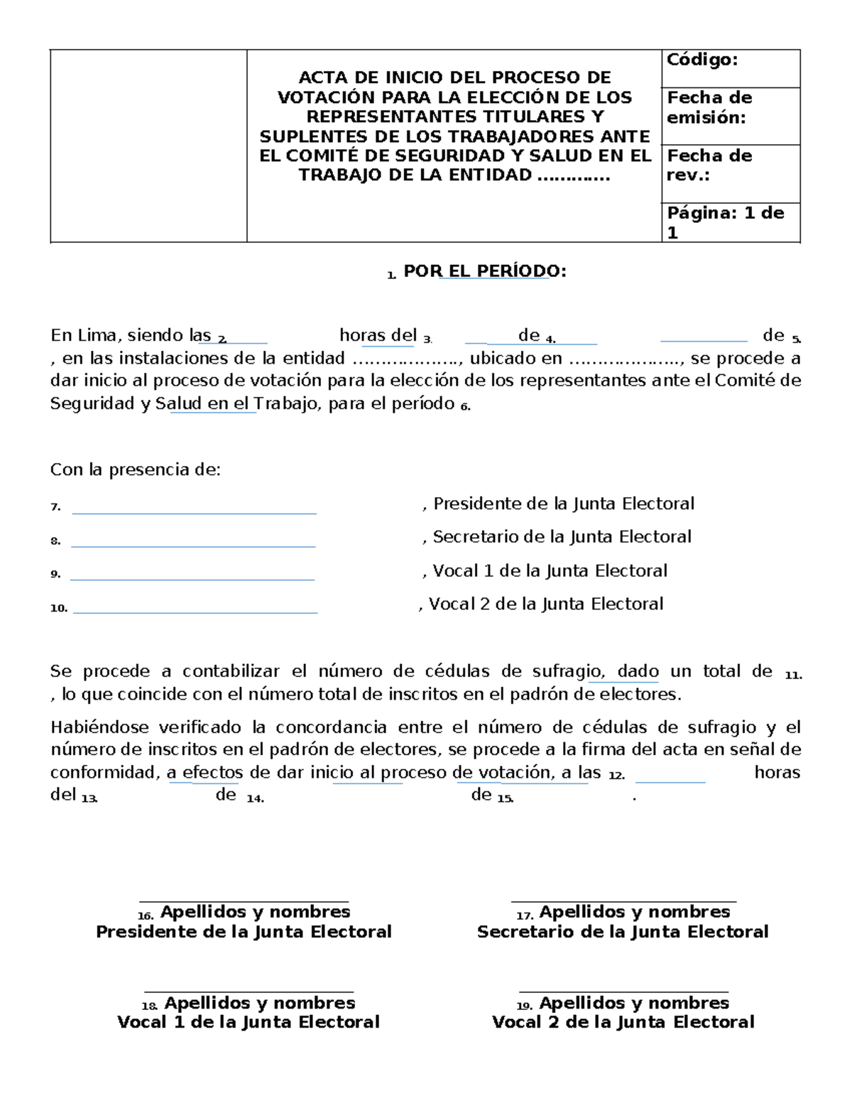 3. ACTA DE Inicio DEL Proceso DE Votación - ACTA DE INICIO DEL PROCESO ...