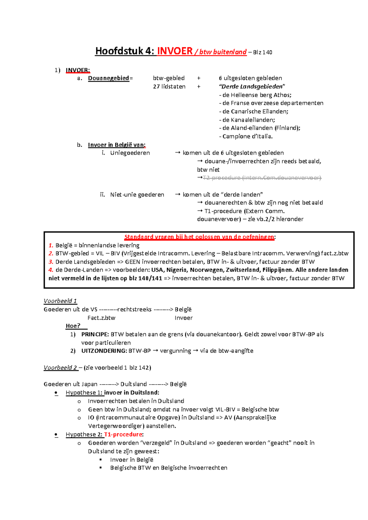 Uitleg Invoer en uitvoer AJ 2022-2023 - Hoofdstuk 4: INVOER / btw ...