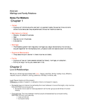 FCS 340 CH 6, 7, 8, 9, 11, 12 Notes - Chapter 6: LOVE & LOVING ...