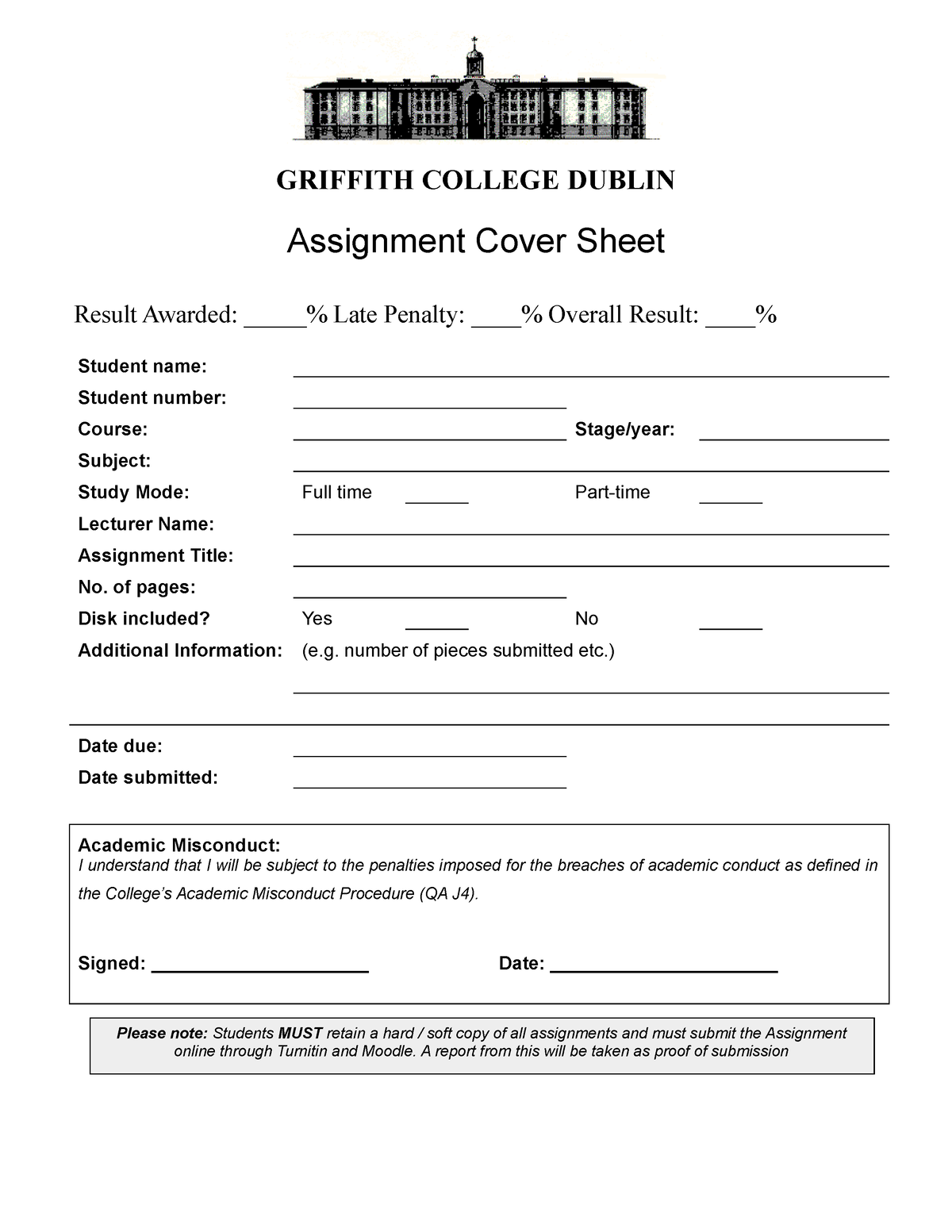 griffith university assignment format