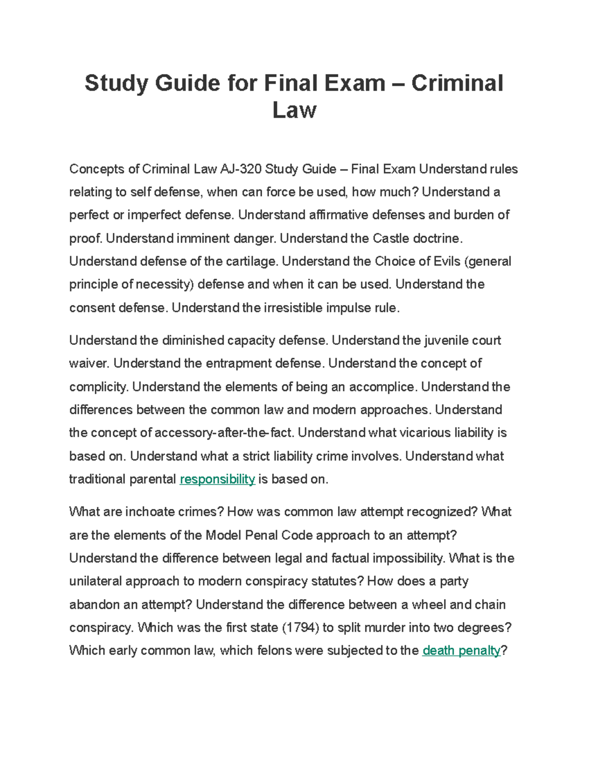 Study Guide for Final Exam (law 15783920sej77499) Study Guide for