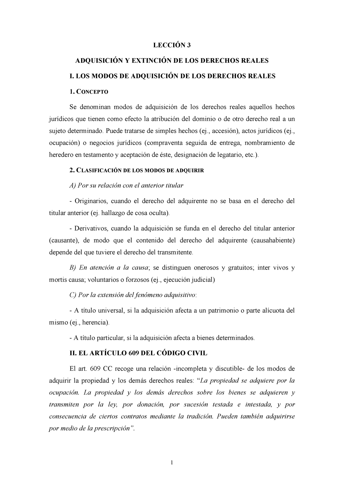 Lección 3ª Derechos Reales LecciÓn 3 AdquisiciÓn Y ExtinciÓn De Los Derechos Reales I Los 2914