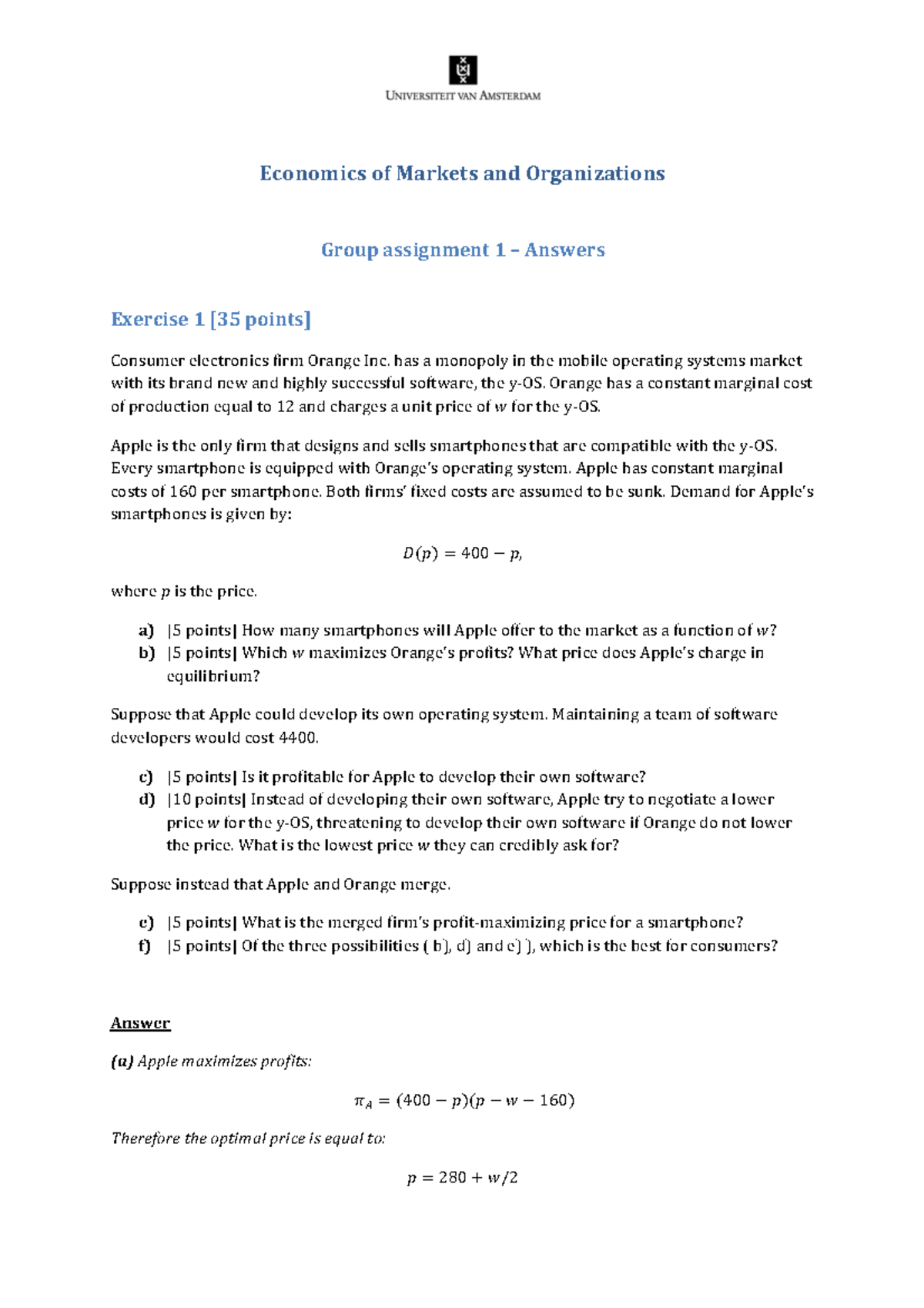 Group Assignment 1 Answers Studeersnel