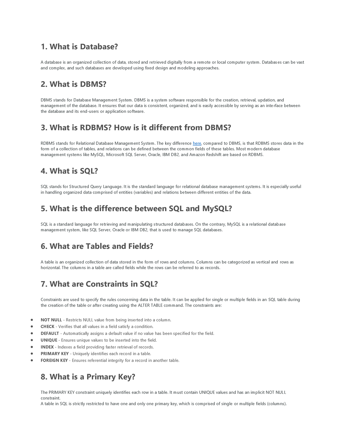 SQL DBMS Interview Questions 1677406907 - 1. What Is Database? A ...