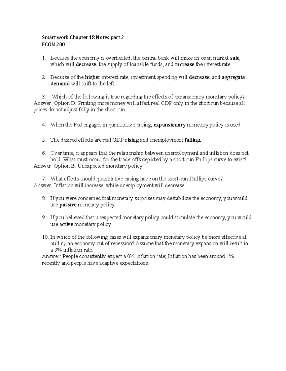 Chapter 18 Notes (ECON) pat 2 - Smart work Chapter 18 Notes part 2 ECON ...