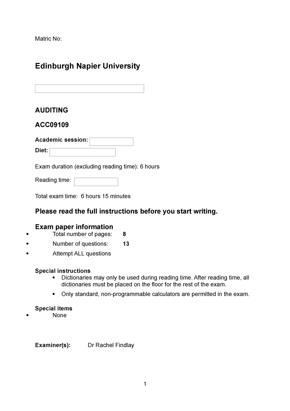 ACC09109 TRI2 formatted Matric No Edinburgh Napier University