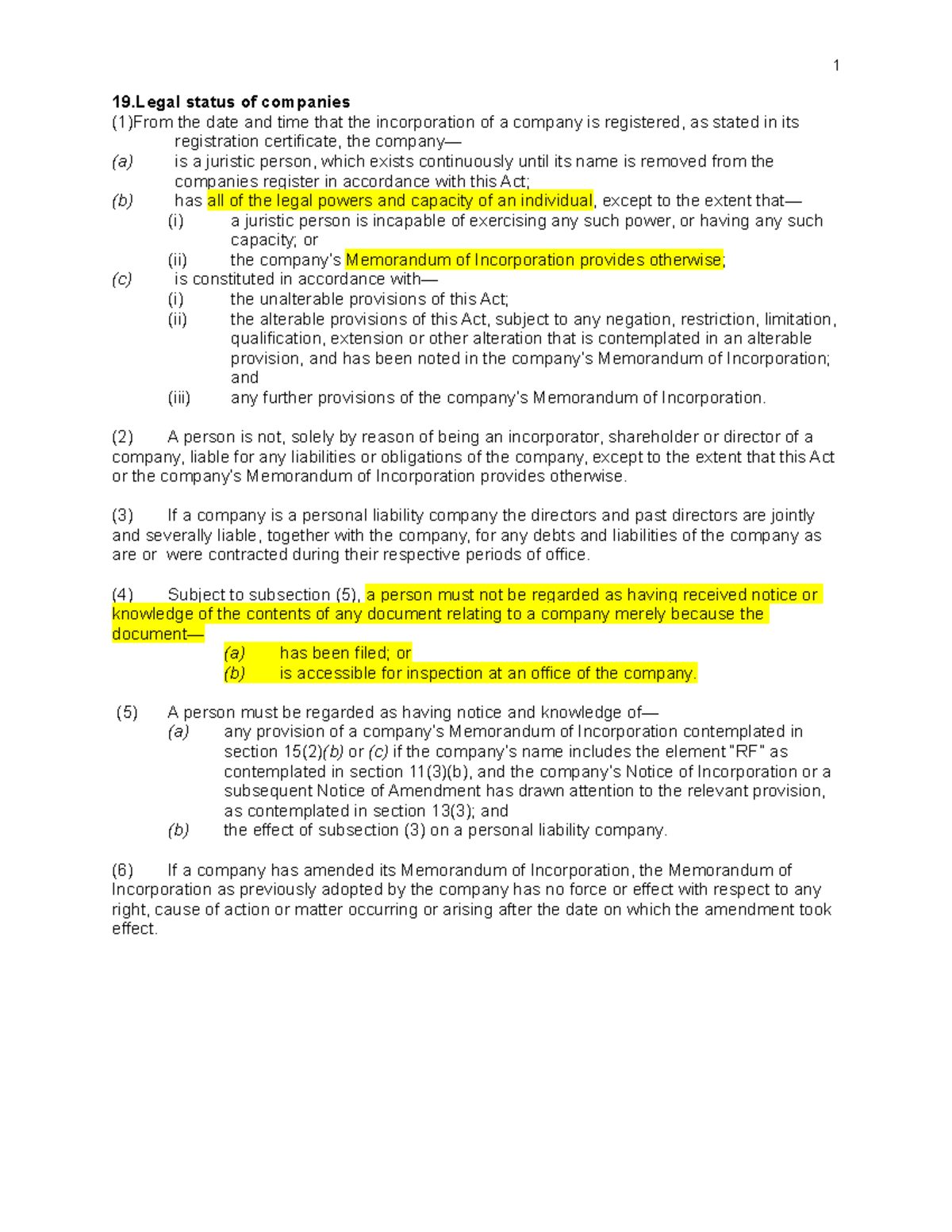 S19 and 20 - notes - 19 status of companies (1)From the date and time ...