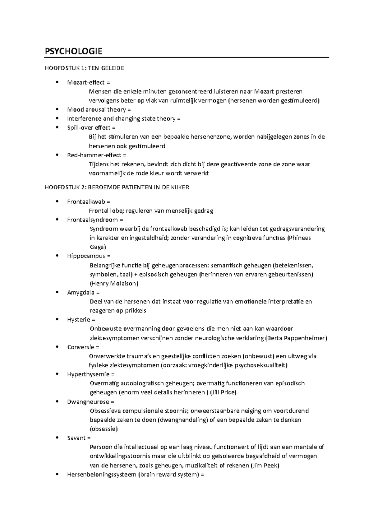 Psychologie 1 - Begrippen - PSYCHOLOGIE HOOFDSTUK 1: TEN GELEIDE Mozart ...