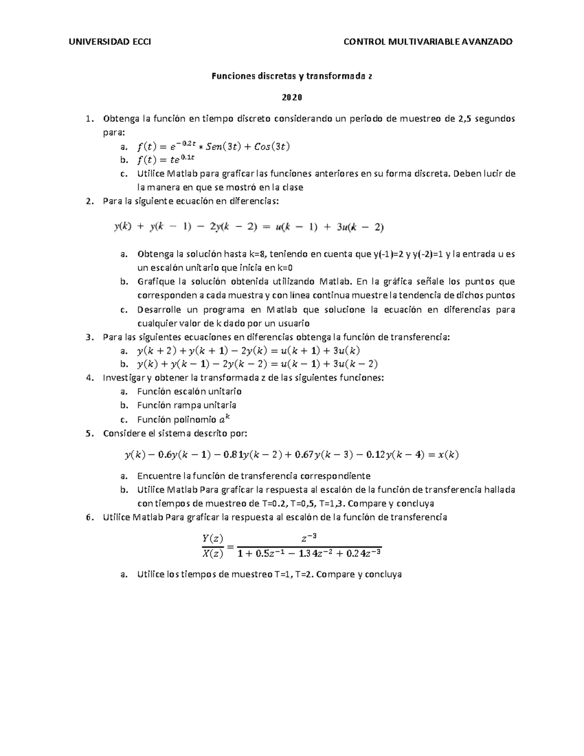Tarea No. 2 - Warning: TT: undefined function: 32 UNIVERSIDAD ECCI ...