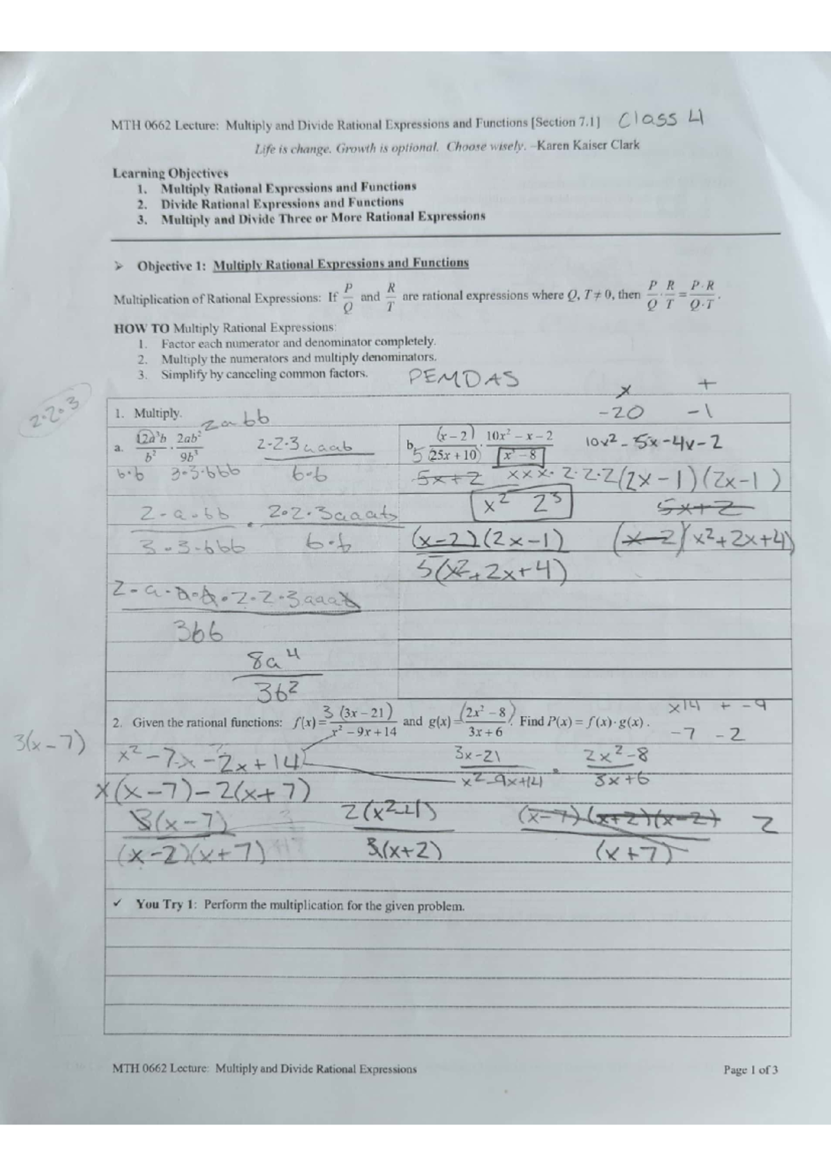 Multiply and divide rational expressions and functions - MTH 012 - Studocu
