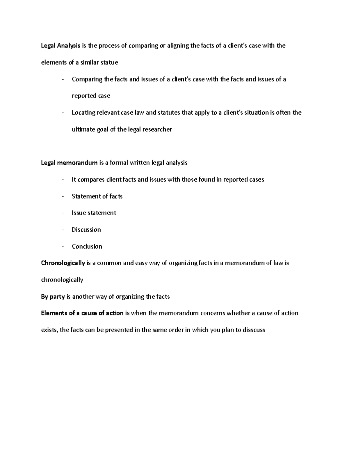 Ch5 - Ch 5 Notes - Legal Analysis Is The Process Of Comparing Or ...