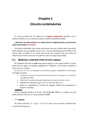 TD Systèmes Logiques Circuits Combinatoires - Ministère De L ...