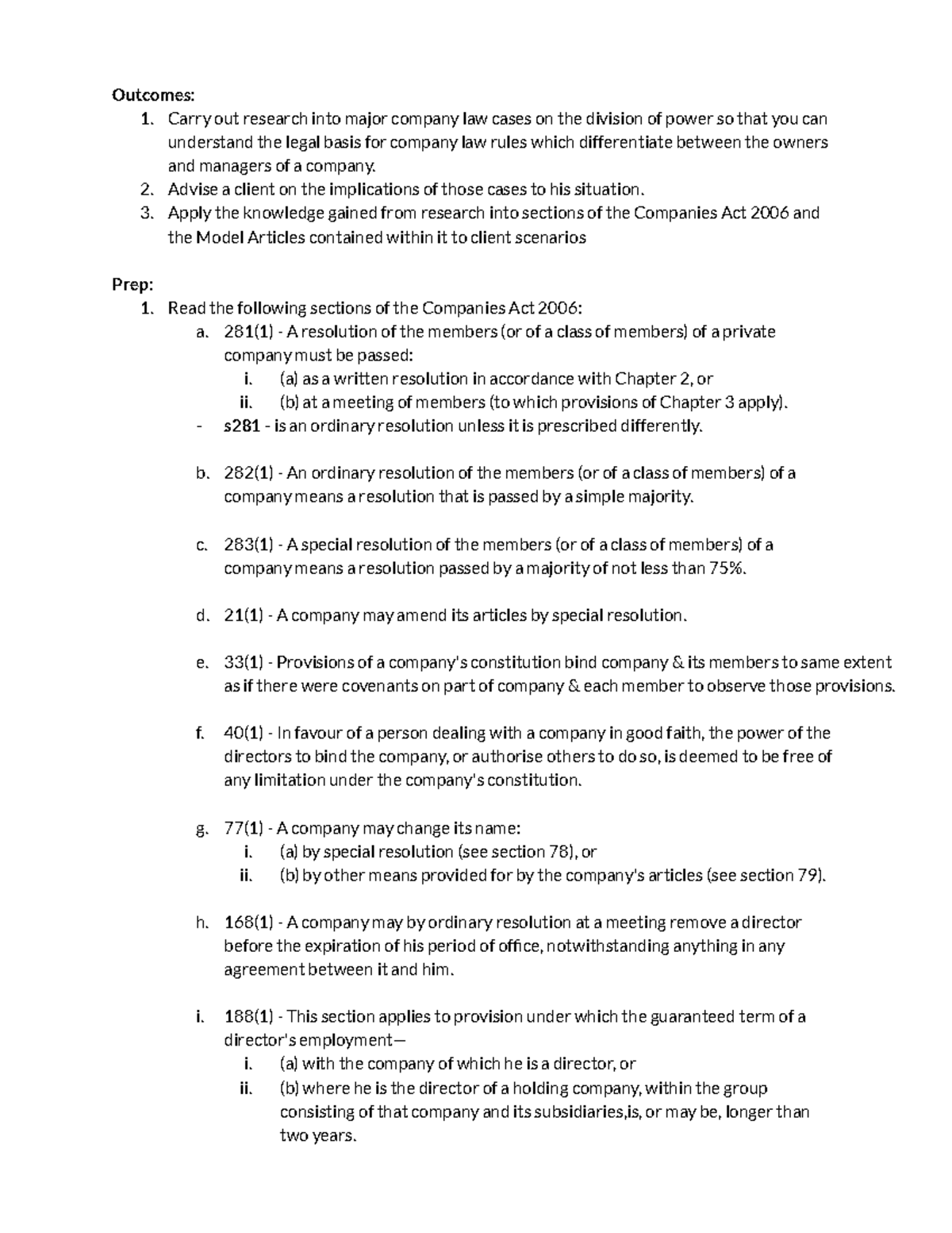 W5 Division of Power - W5 Notes - Outcomes: 1. Carry out research into ...