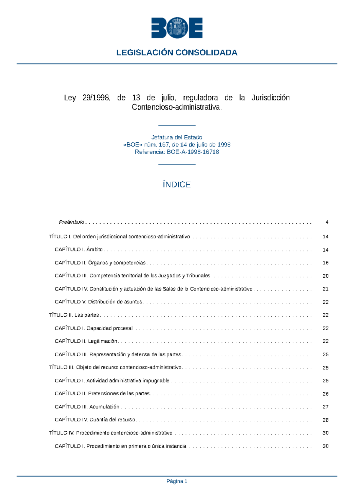 LJCA - Ley 29/1998, de 13 de julio, reguladora de la Jurisdicción ...
