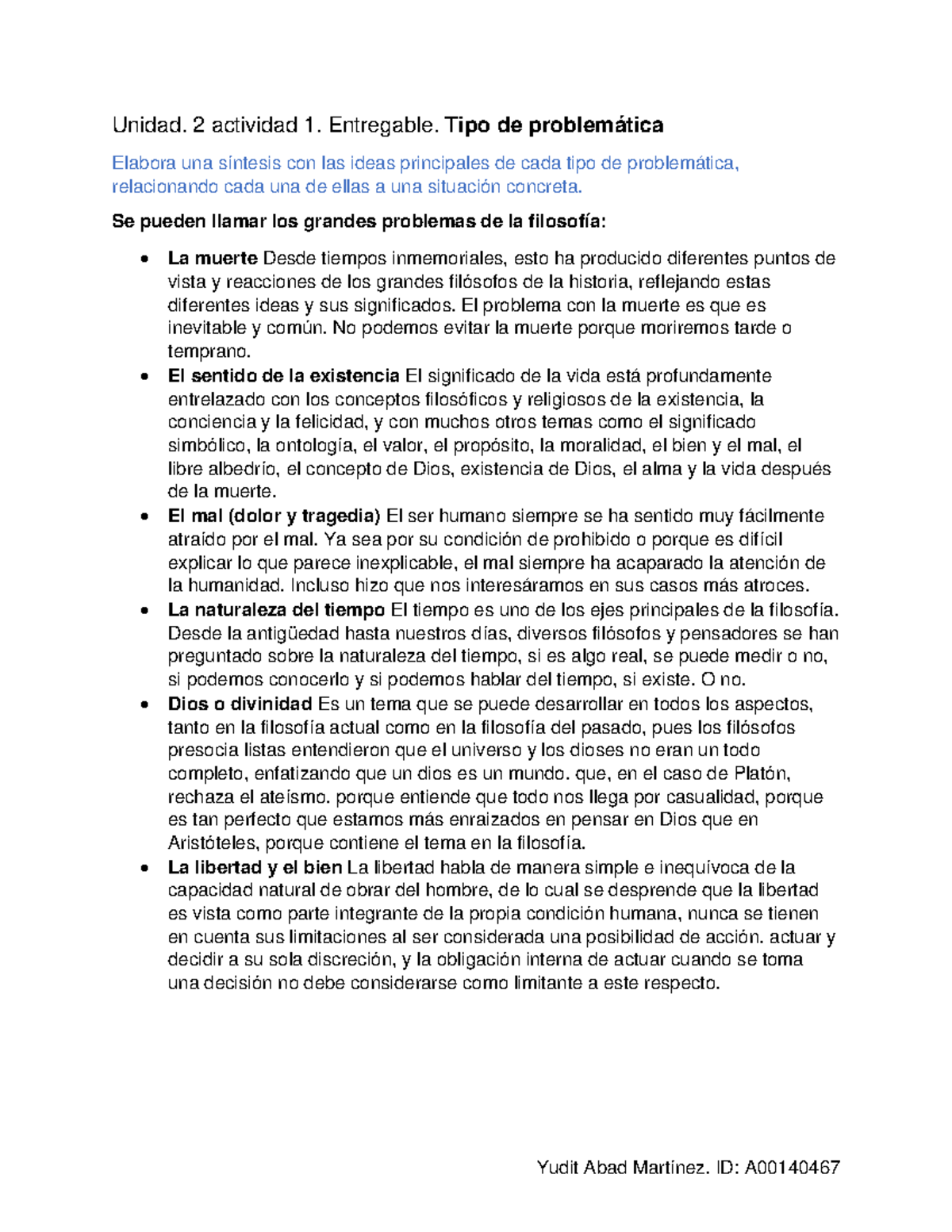 Abad Yudit Tipo De Problematica Yudit Abad Martínez Id A Unidad 2 Actividad 1 Entregable 1653