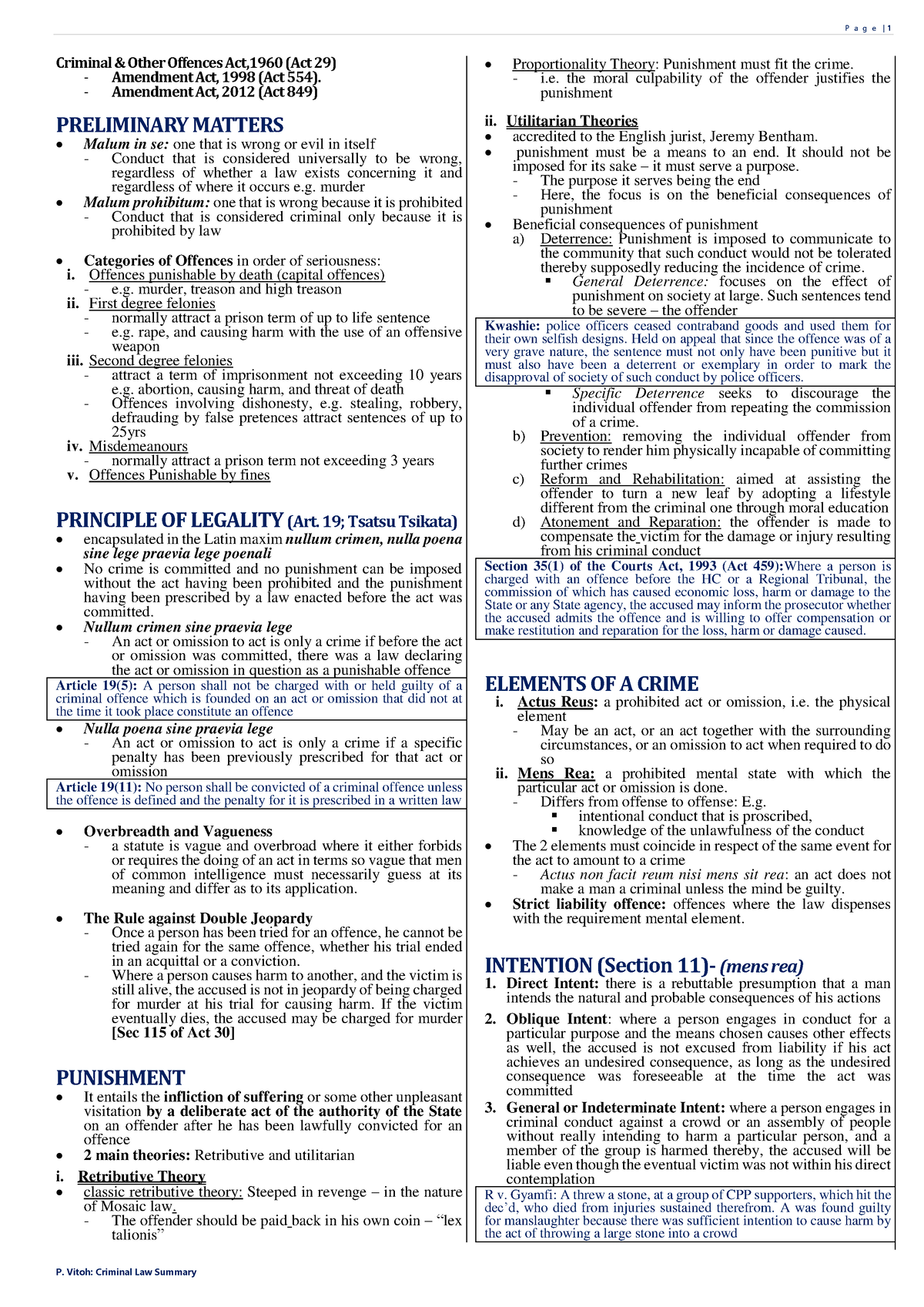 Criminal law - Criminal & Other Offences Act,1960 (Act 29) - Amendment ...