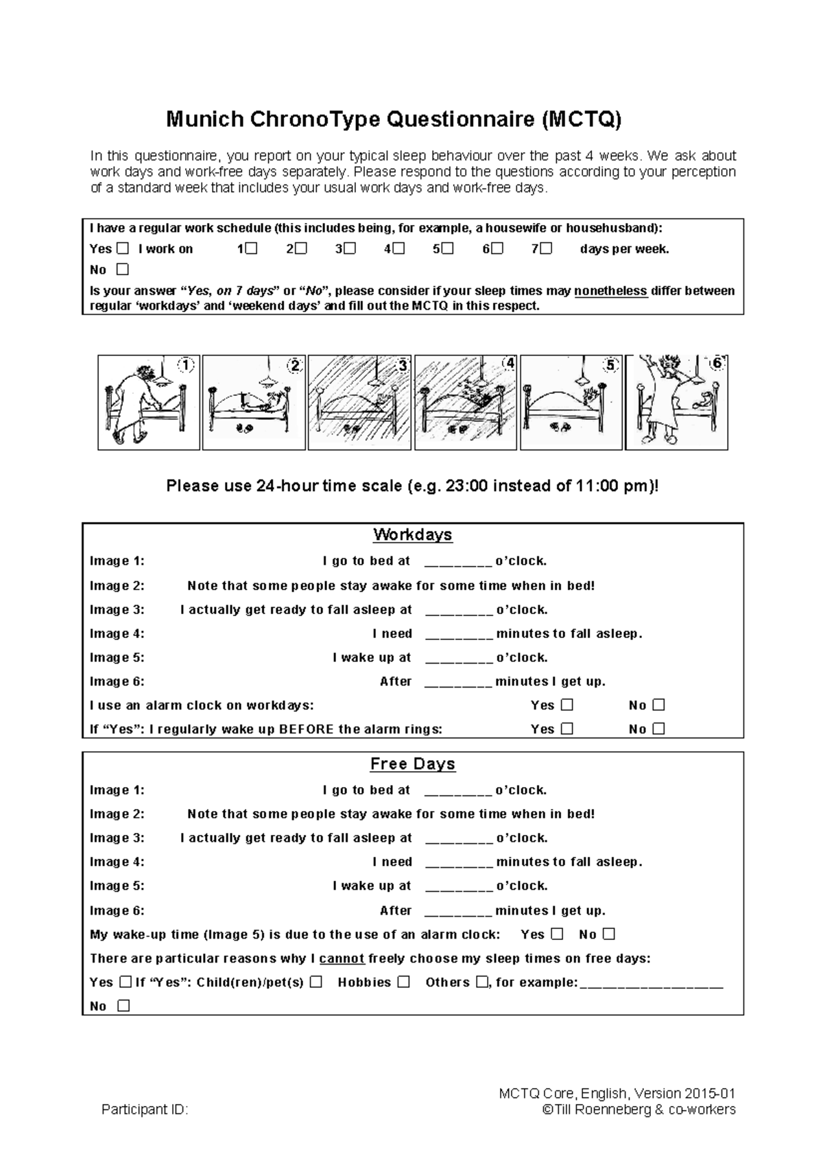 MCTQ Chronotype Core en 2015 01 MCTQ Core, English, Version 2015