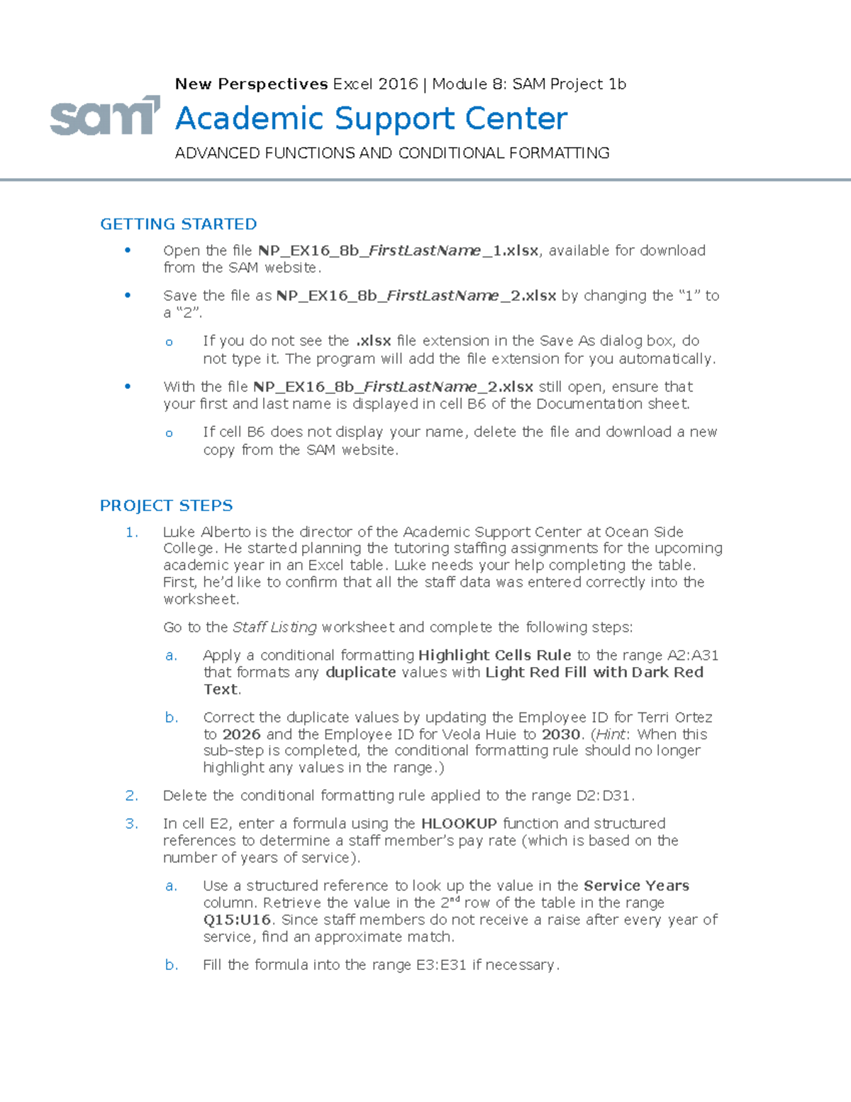 Instructions NP EX16 8b - Academic Support Center ADVANCED FUNCTIONS ...