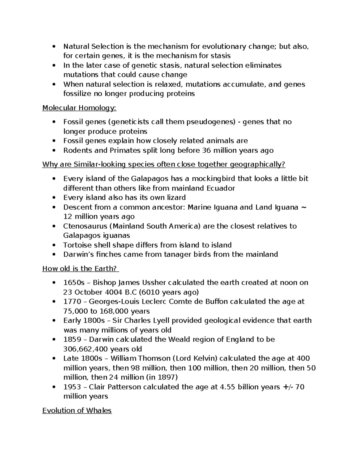 BIO303 Lecture Notes - Exam 1 - Natural Selection is the mechanism for ...