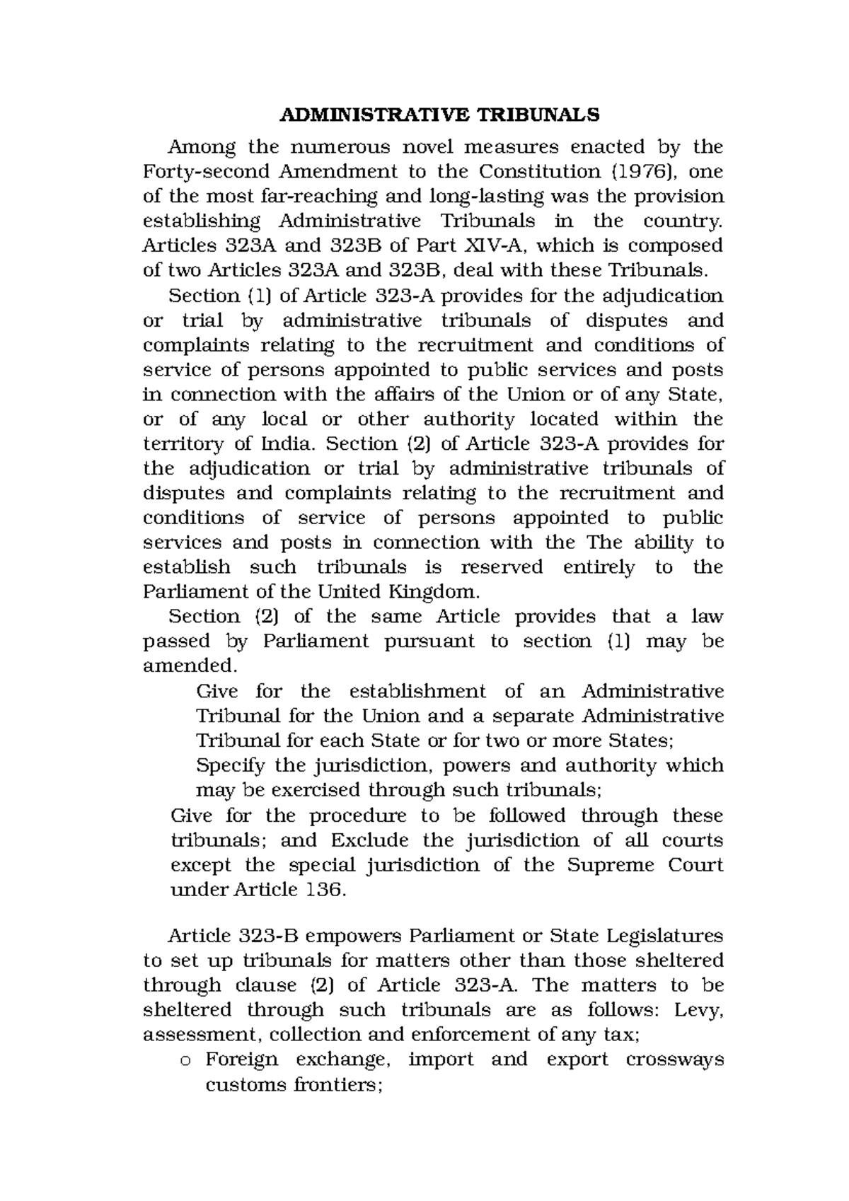 Administrative Tribunals - Articles 323A And 323B Of Part XIV-A, Which ...