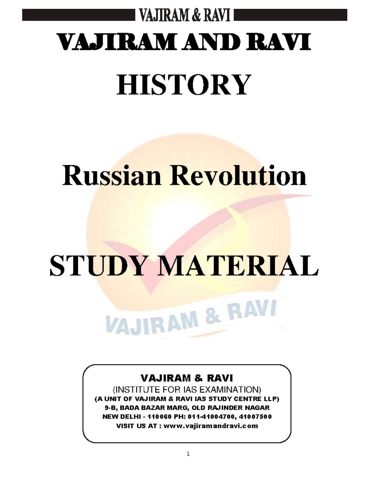 Russian Revolution - VAJIRAM AND RAVI HISTORY Russian Revolution STUDY ...