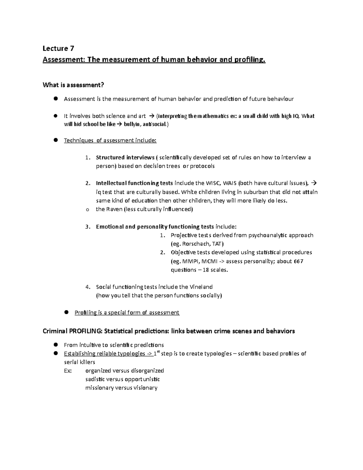 Test 3 - Exam preparation - Lecture 7 Assessment: The measurement of ...