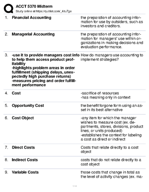 Managerial Accounting Midterm Cheat Sheet 1 1024 - ACCT 5370 - Studocu