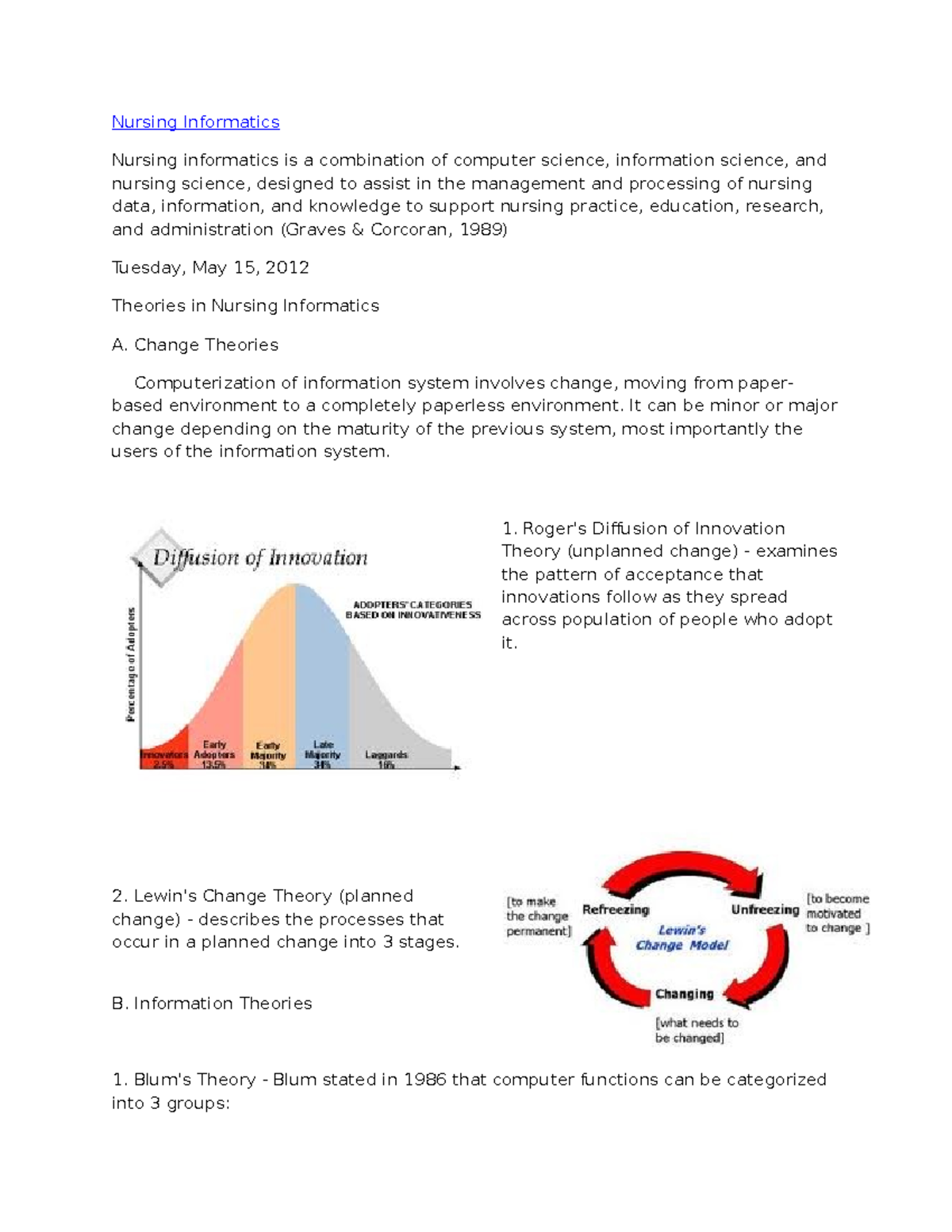 Toaz - NURSING INFORMATICS - Nursing Informatics Nursing informatics is ...