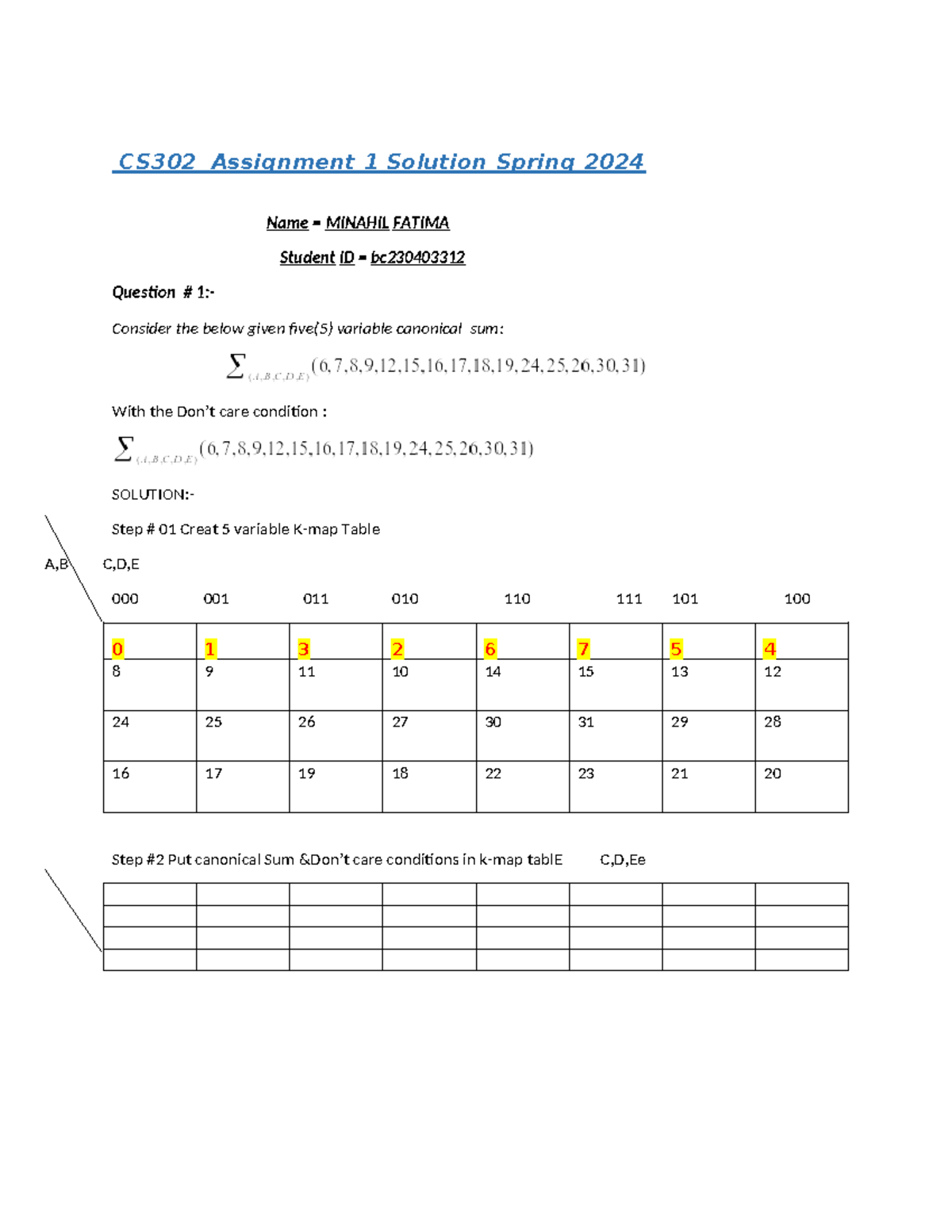 CS302 Assignment 1 Solution Spring 2024 - CS302 Assignment 1 Solution ...