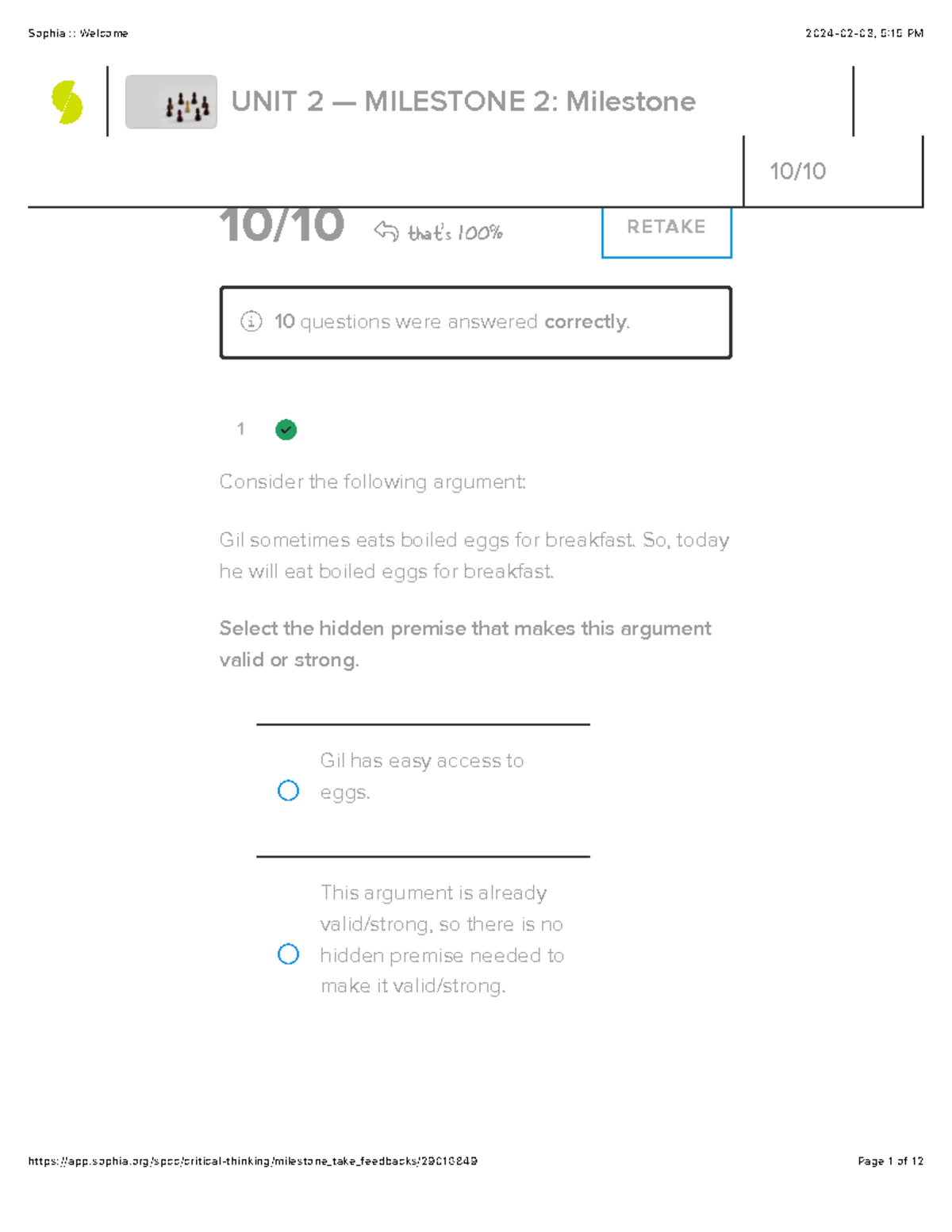 sophia critical thinking milestone 2