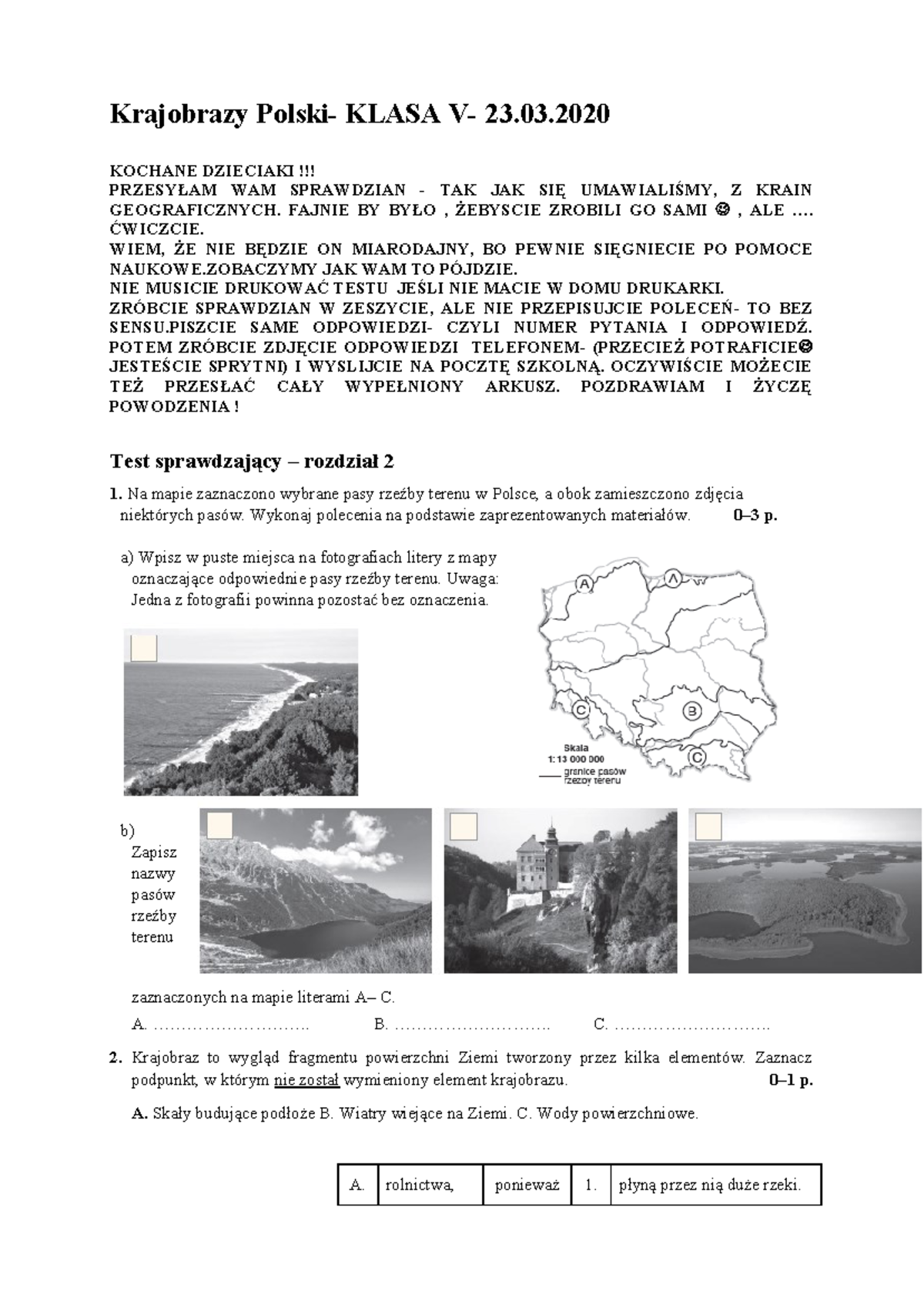 Krajobrazy polski powtorzenie 2020 - Krajobrazy Polski- KLASA V- 23