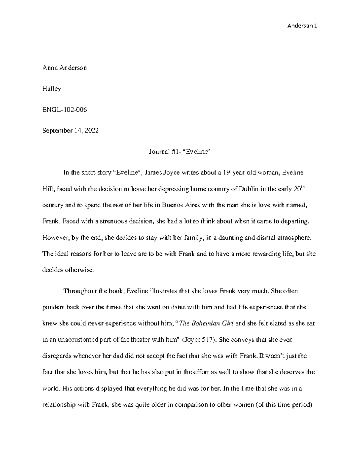 Journal 1- example ENGL 101 - Anderson 1 Anna Anderson Hatley ENGL-102 ...