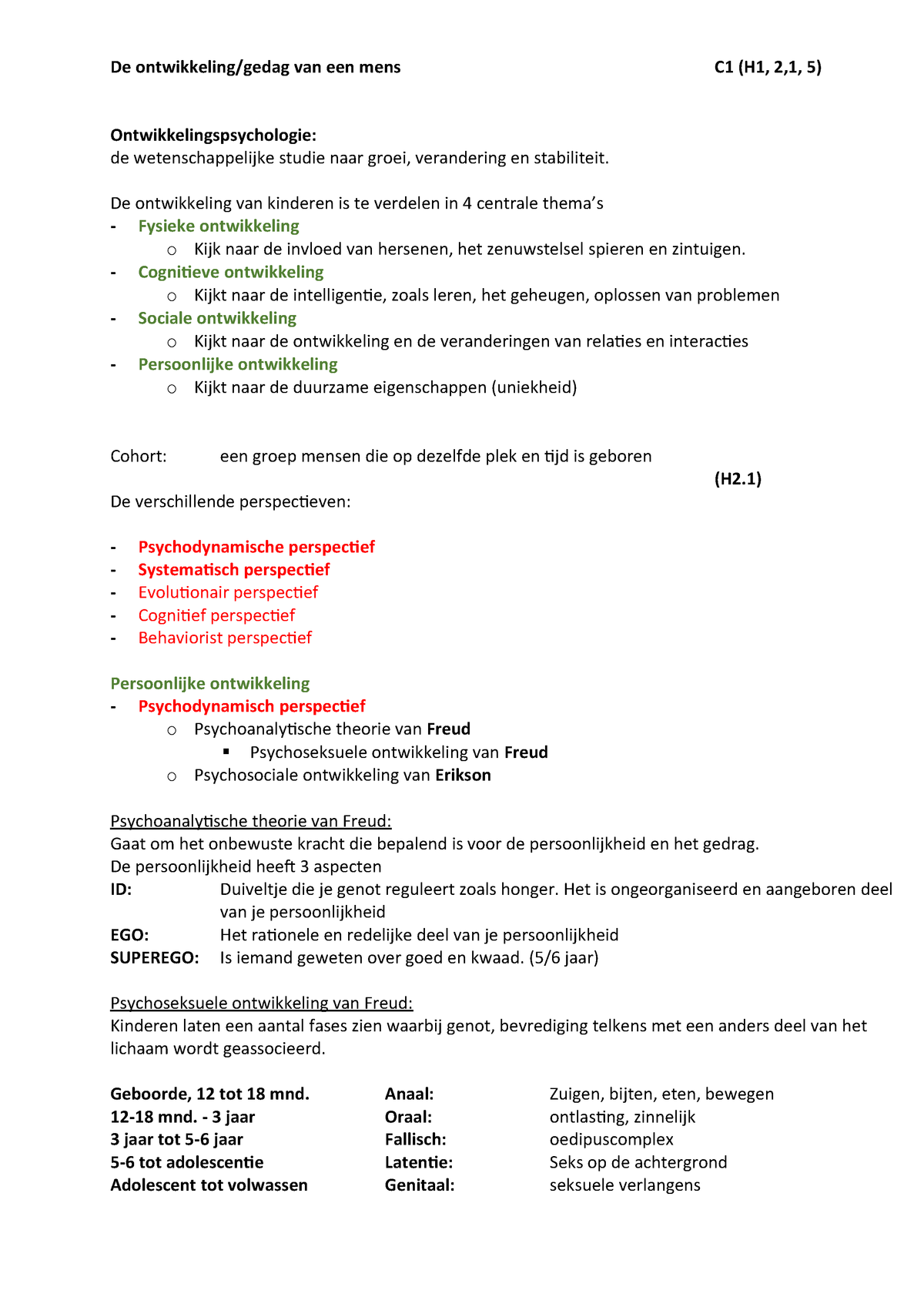 Samenvatting Ontwikkelings Psychologie Studeersnel