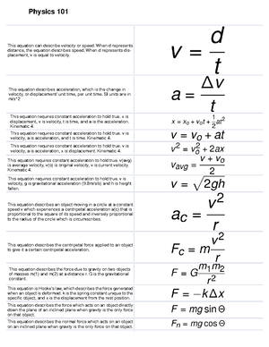 Physics 103: Inertia Mass Velocity Acceleration and Forces - Studocu