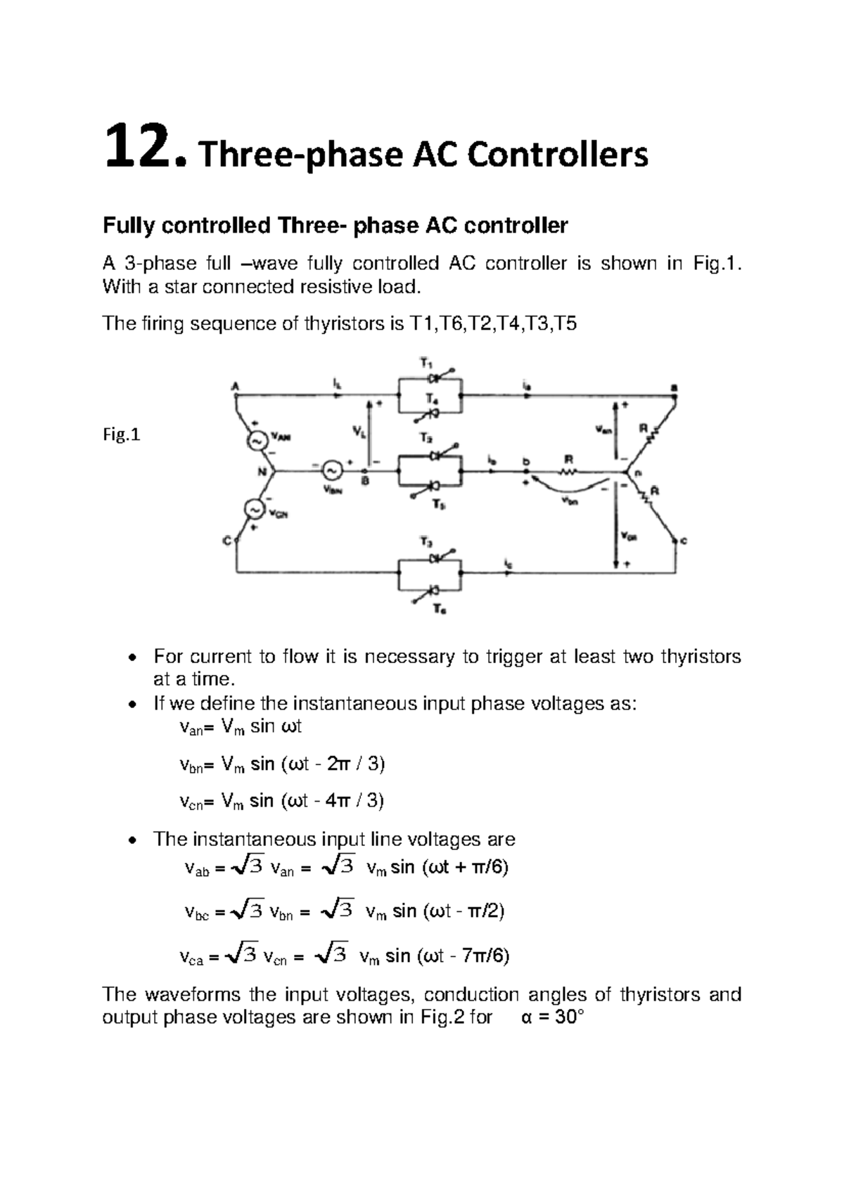 PE Lecture No 1 - 12. AC Controllers Fully controlled phase AC ...