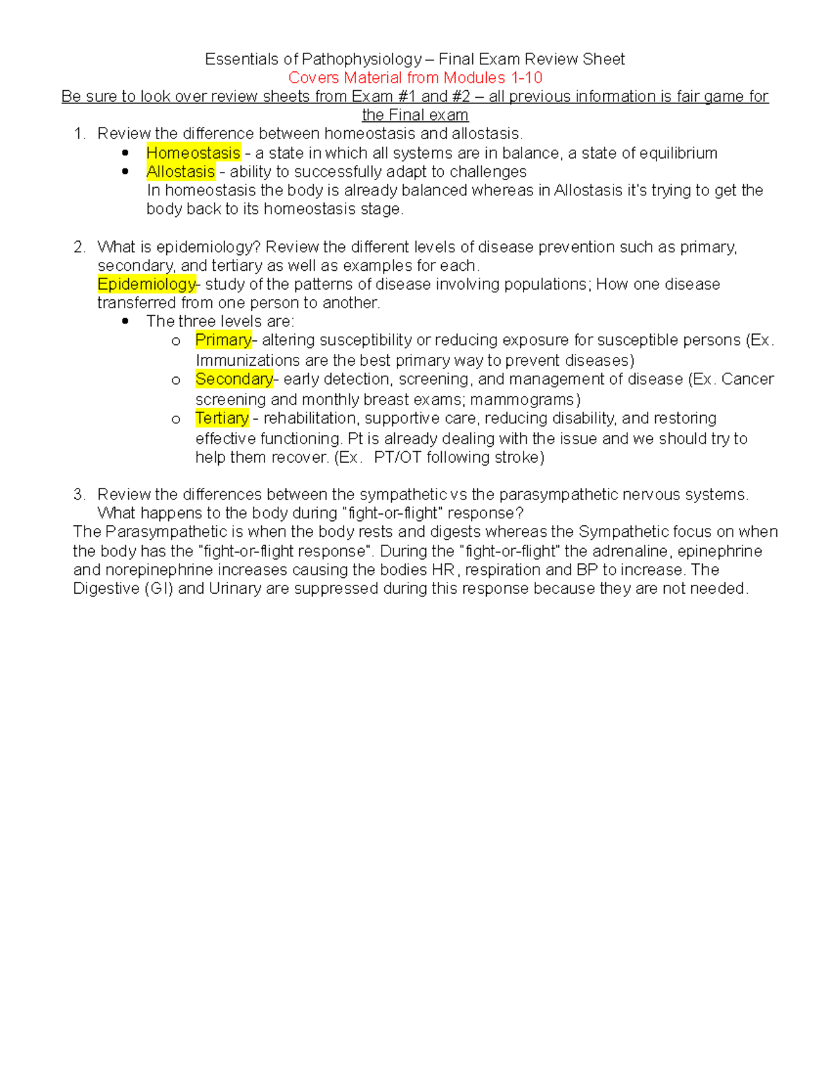 Essentials Of Pathophysiology - Final Exam Review Sheet Essentials Of ...