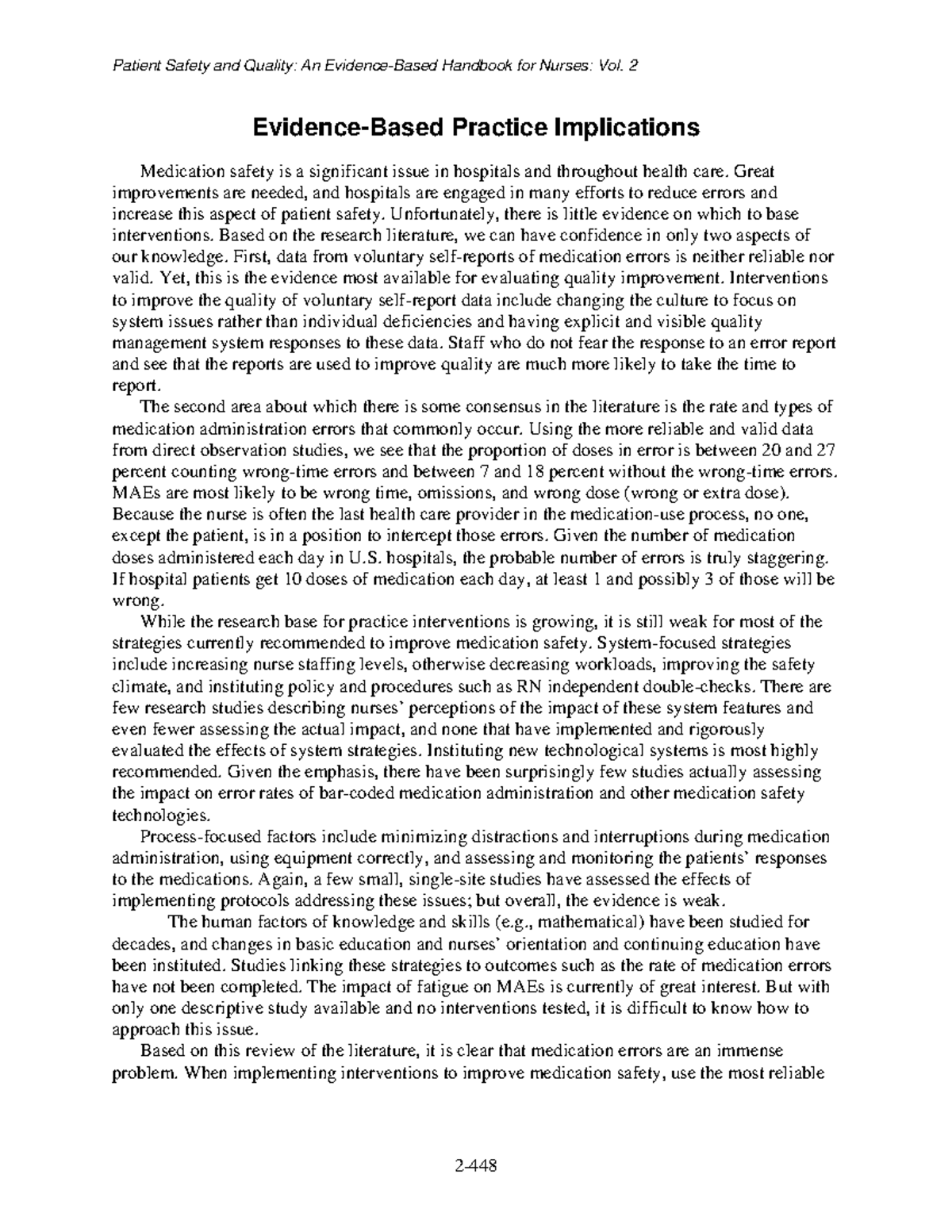 Medication administration safety 18 Patient Safety and Quality An EvidenceBased Handbook for