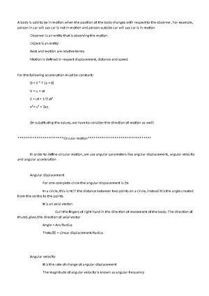 motion-physics notes - Science - Studocu