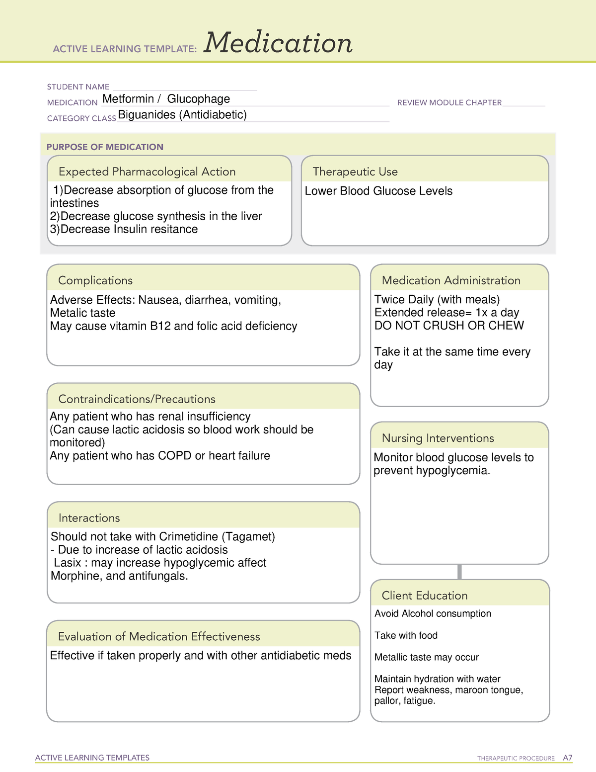 Metformin med card ACTIVE LEARNING TEMPLATES THERAPEUTIC PROCEDURE A