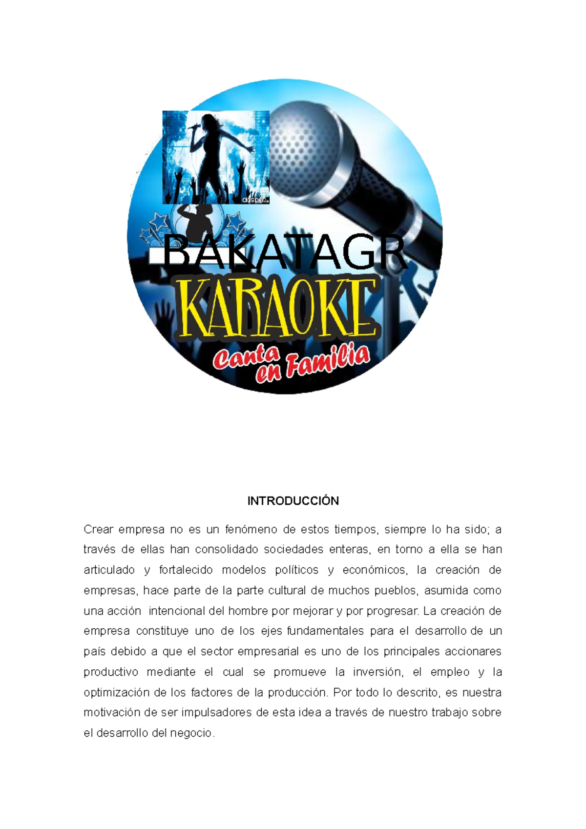 Trabajo de proyecto karaoke 2017 Para presentar BAKATAGR E Crear