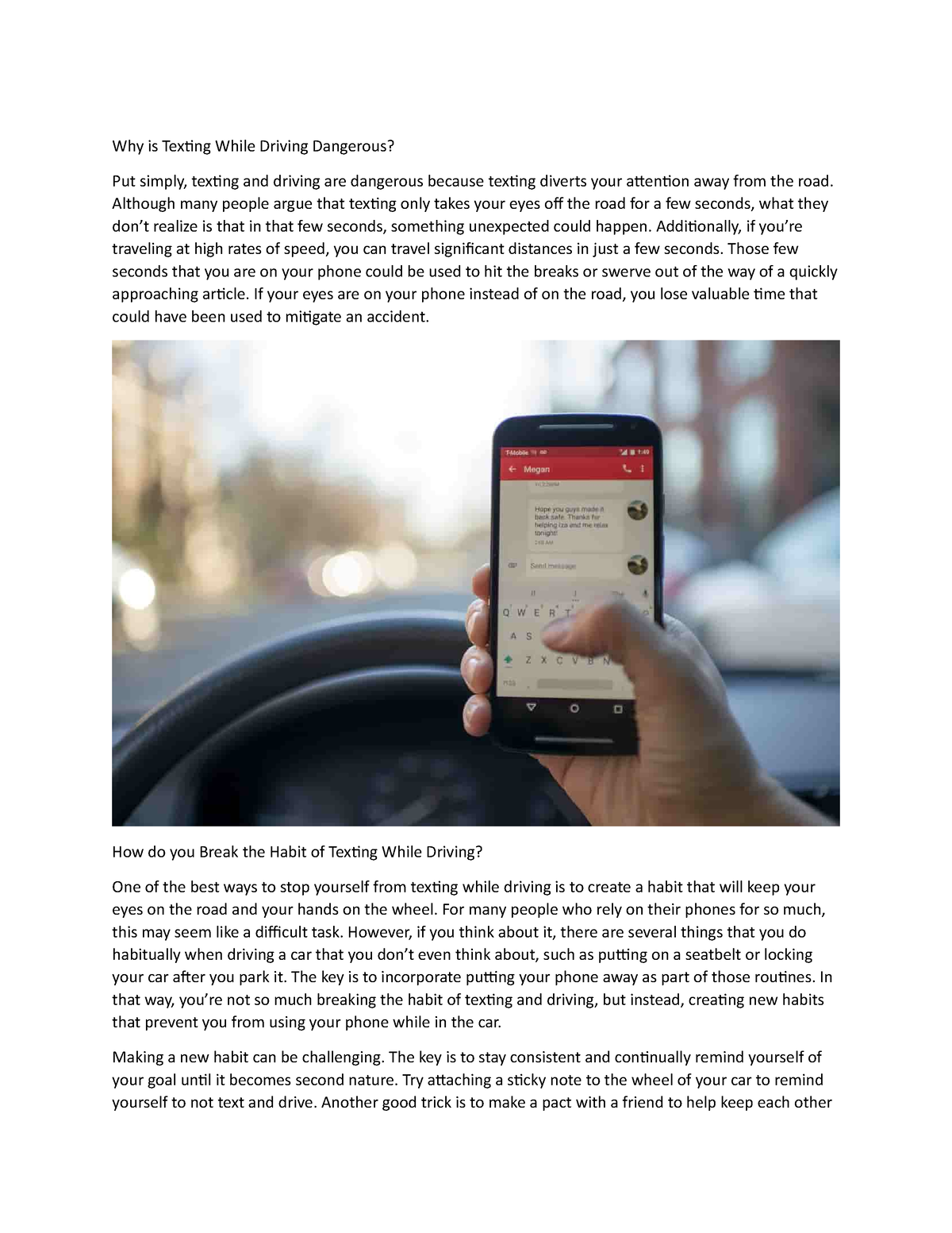 texting and driving essays argumentative