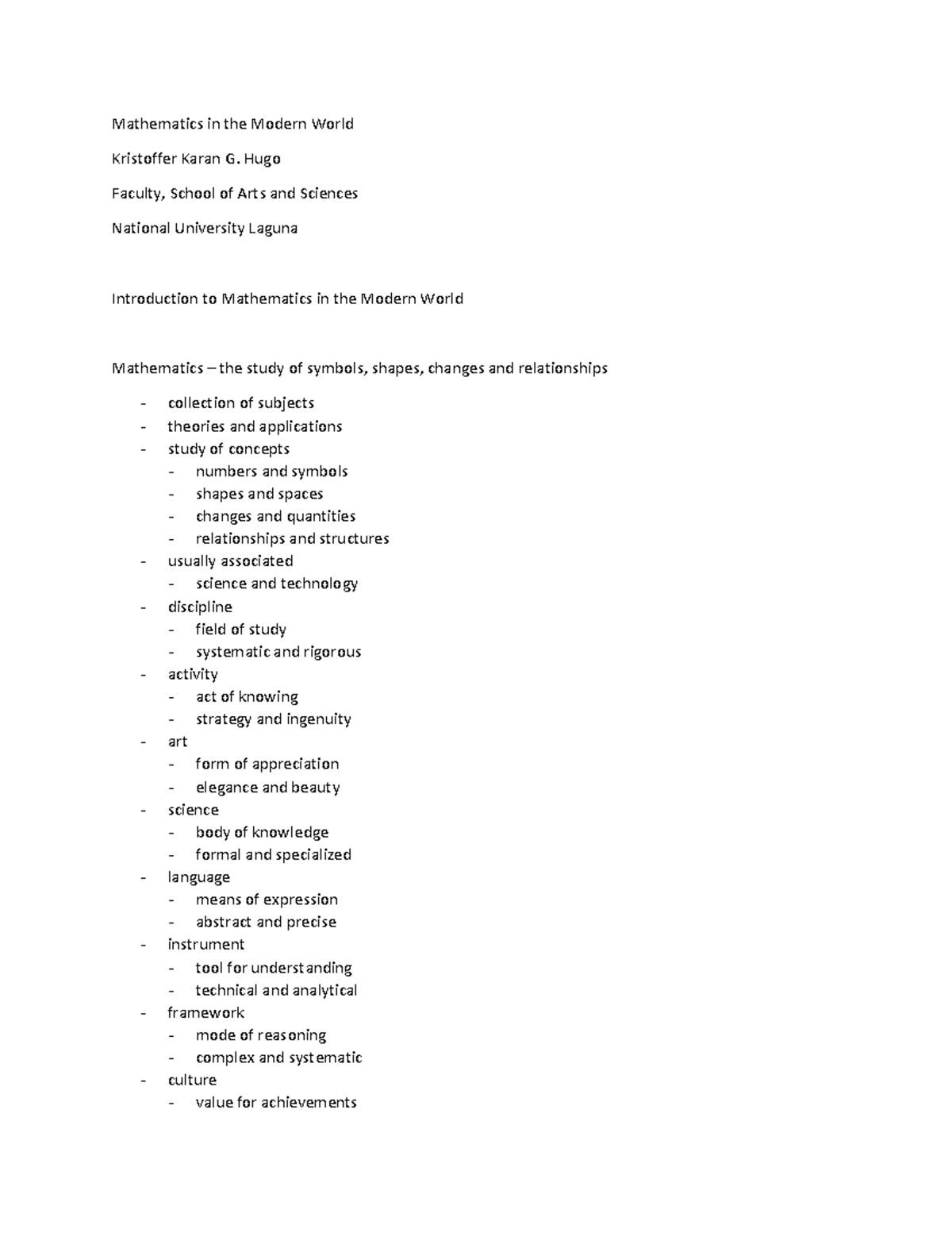 LEC 1 MMW - Lectures - Midterms coverage of Mathematics in the Modern ...