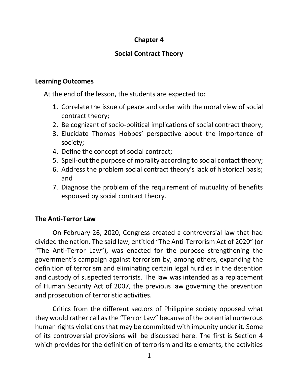 essay question on social contract theory