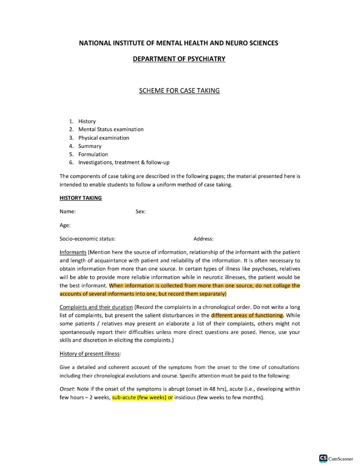 nimhans case study format